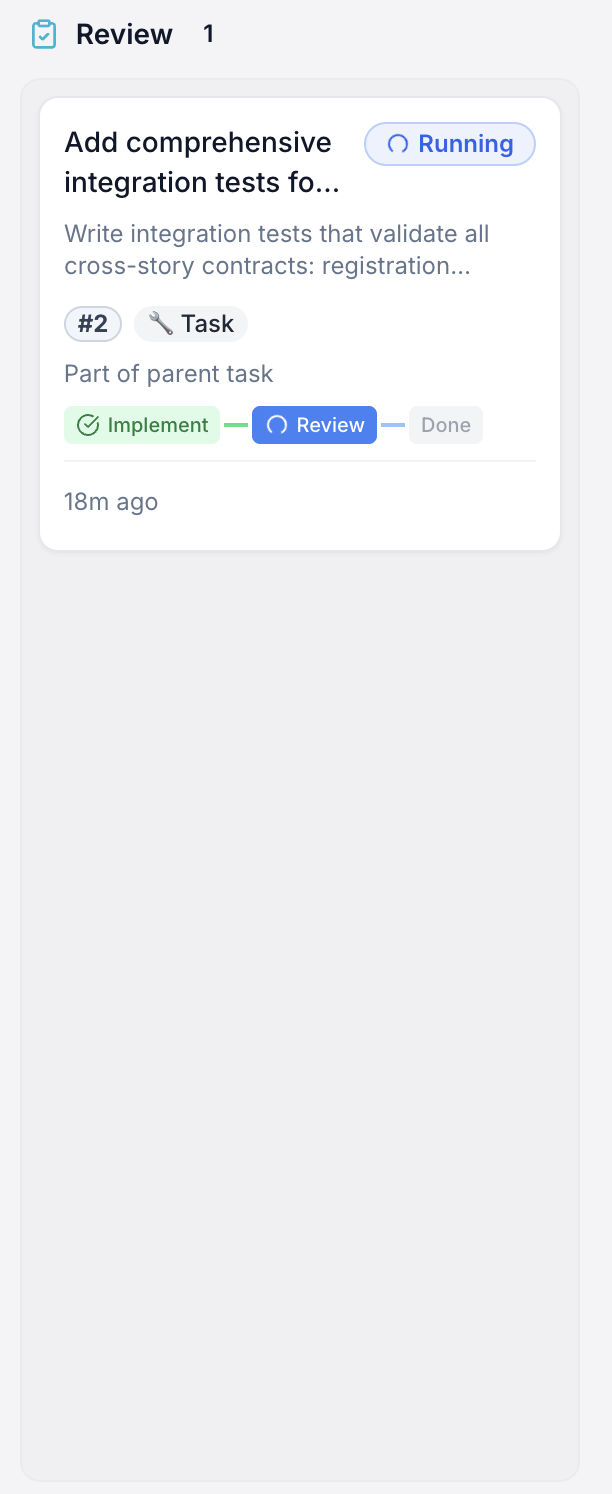 Review column with items under review